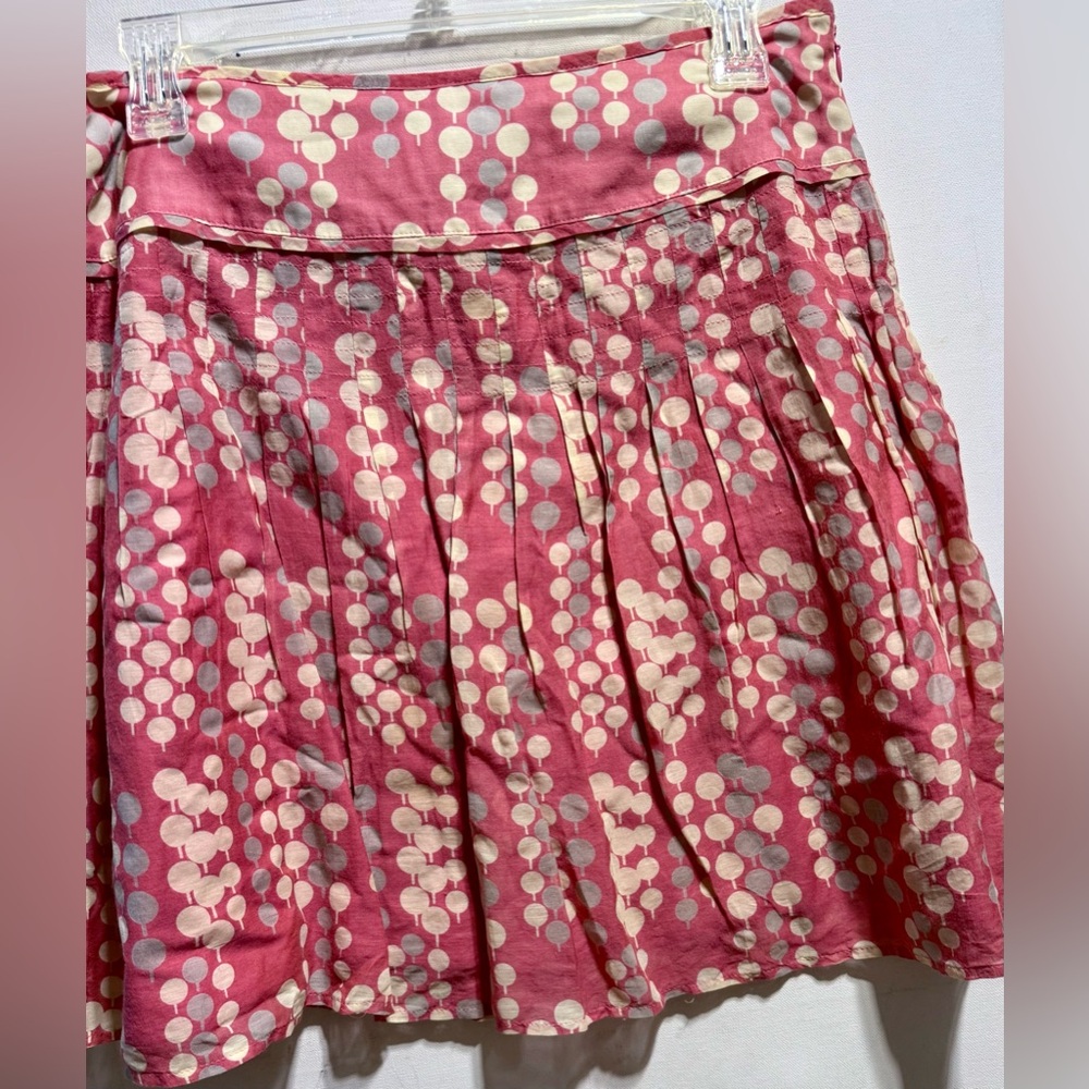 Fossil White and Pink Pleated A-Line Mini Skirt Casual